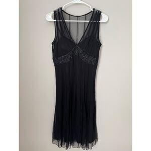 White House Black Market Black Dress Sz 4 Beaded Cocktail Whimsygoth Fairygoth